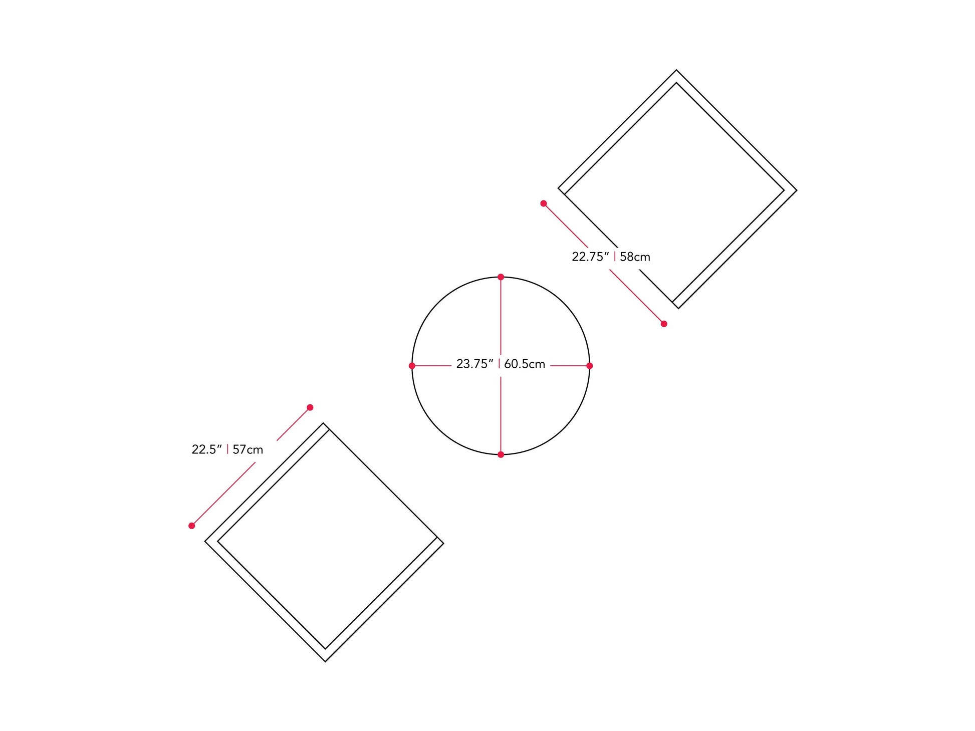 black and grey Patio Bistro Set, 3pc Parksville Collection measurements diagram by CorLiving#color_black-and-grey