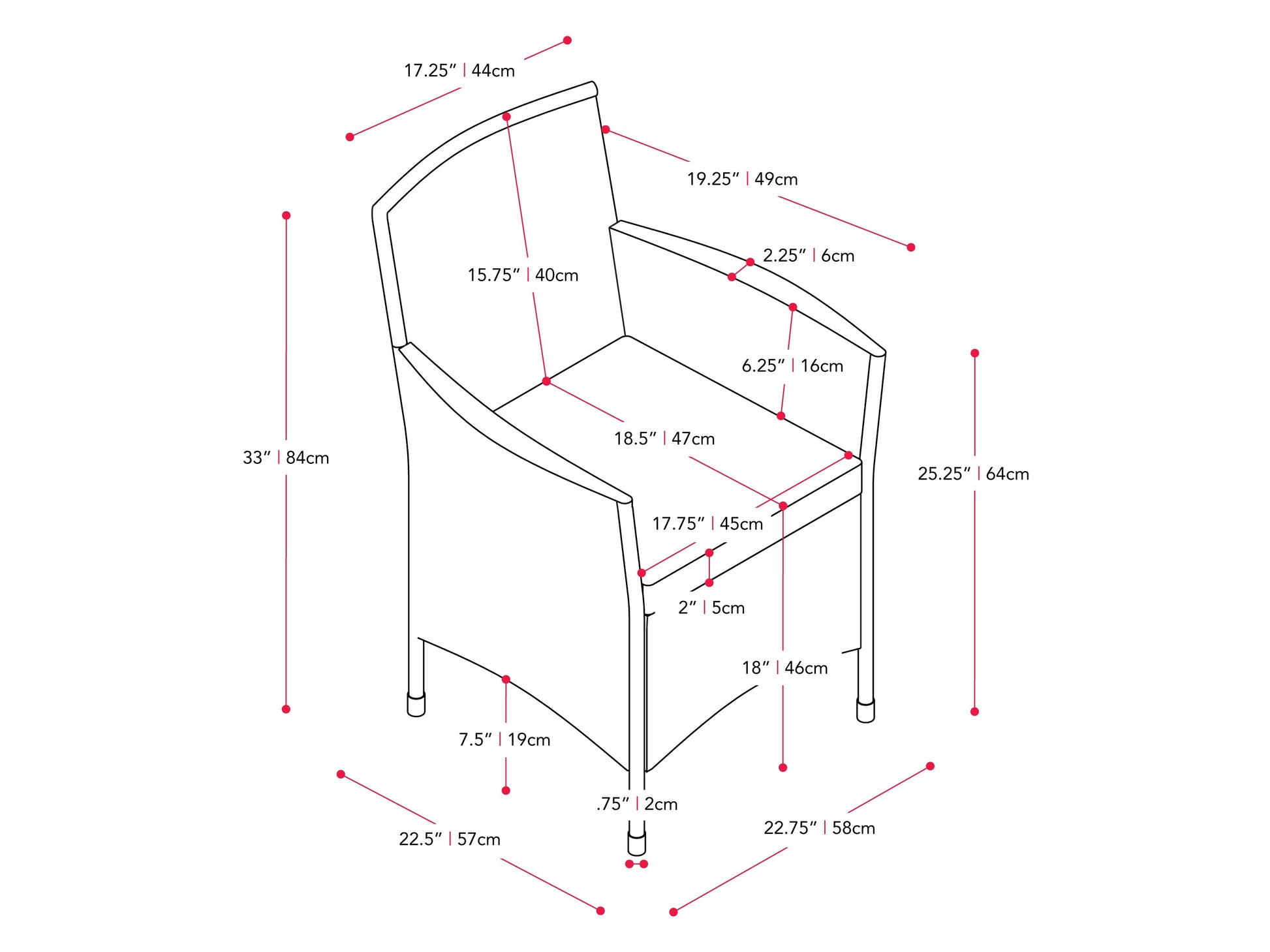 black and grey Patio Bistro Set, 3pc Parksville Collection measurements diagram by CorLiving#color_black-and-grey