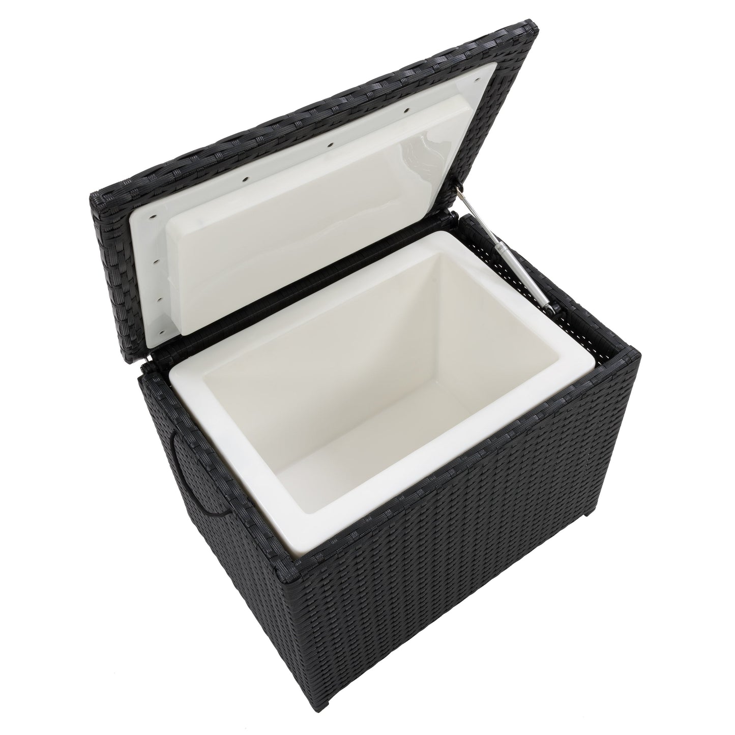 black weave Outdoor Cooler Table Parksville Collection detail image by CorLiving#color_textured-black-weave
