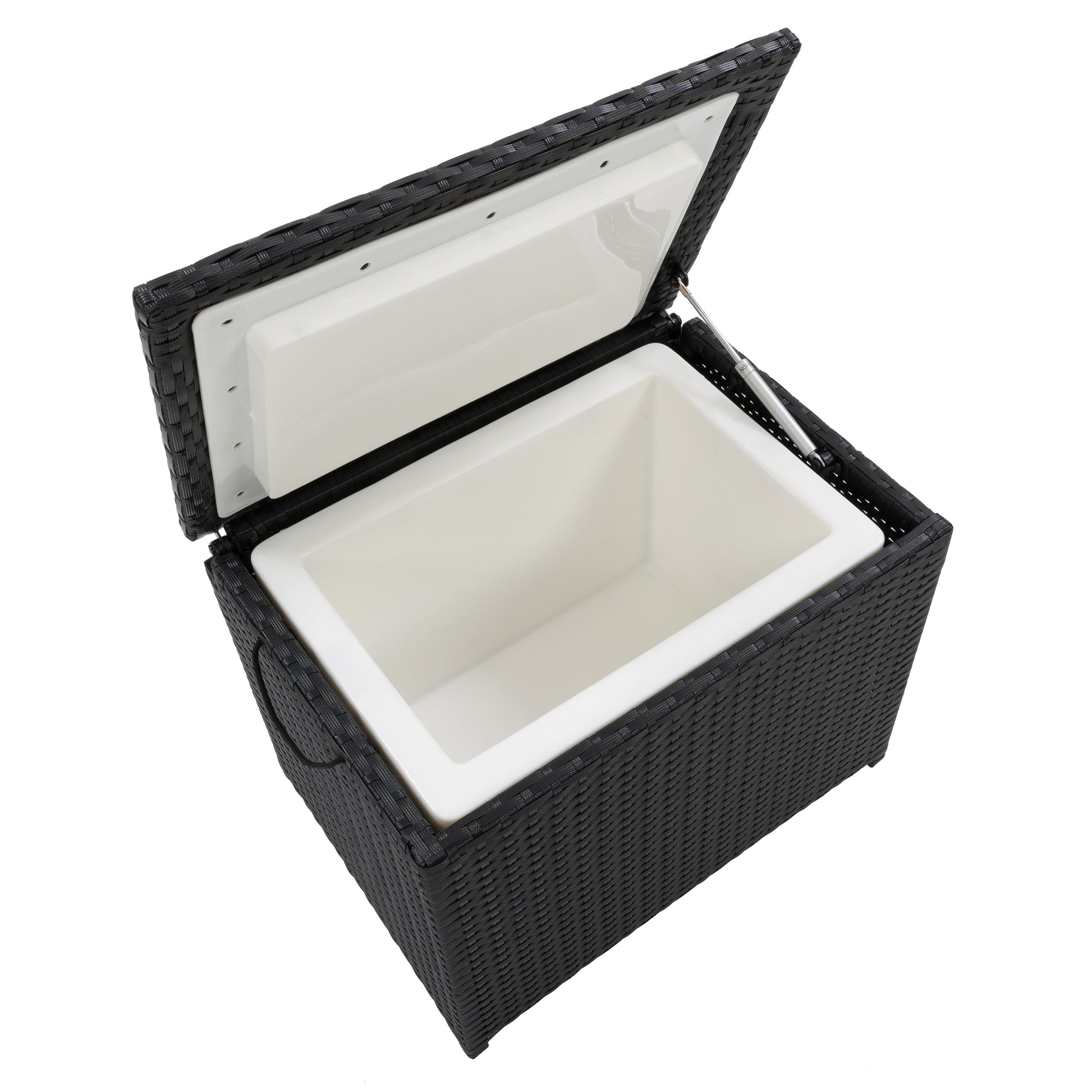 black weave Outdoor Cooler Table Parksville Collection detail image by CorLiving#color_textured-black-weave