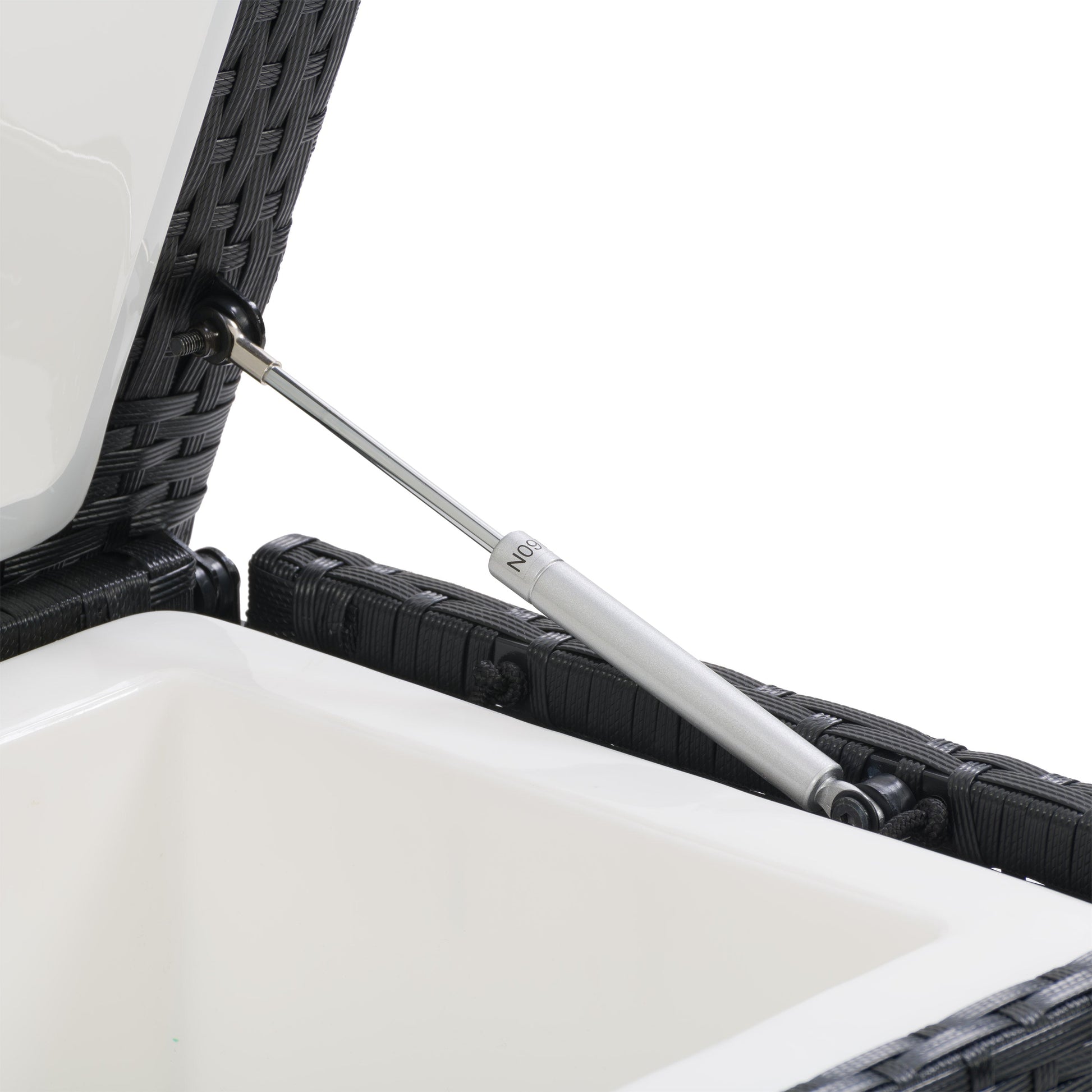 black weave Outdoor Cooler Table Parksville Collection detail image by CorLiving#color_textured-black-weave