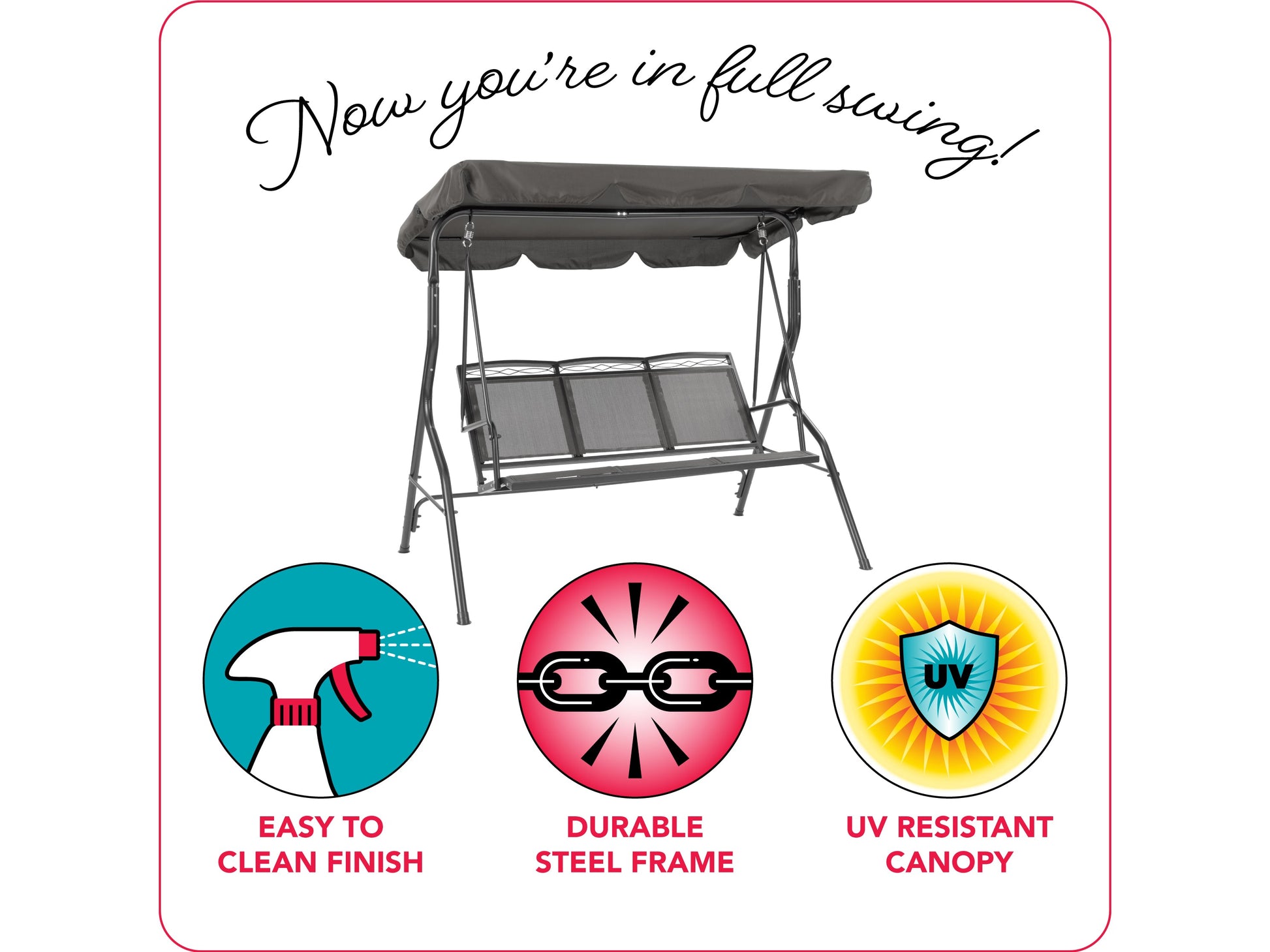 grey Patio Swing With Canopy Veda Collection infographic by CorLiving#color_grey