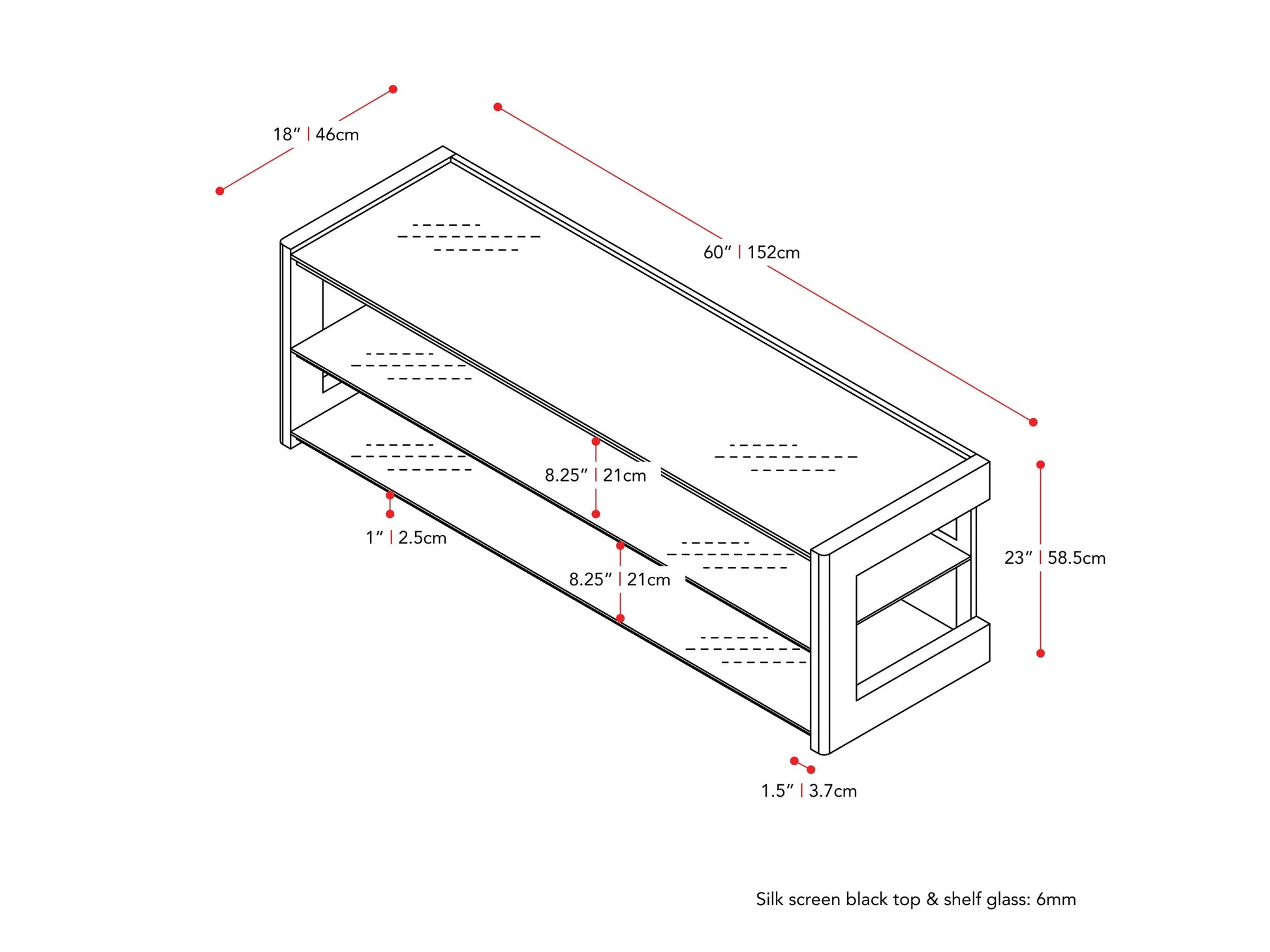espresso Wood TV Stand for TVs up to 75" Milan Collection measurements diagram by CorLiving#color_espresso