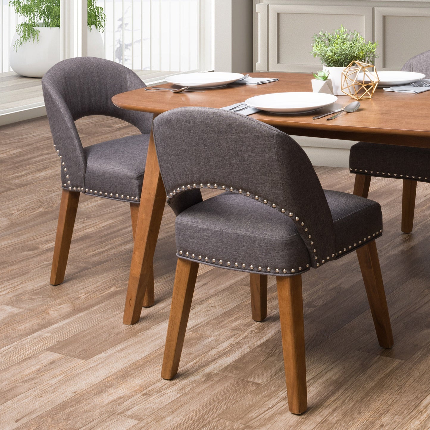 dark grey Mid Century Dining Chairs, Set of 2 Tiffany Collection lifestyle scene by CorLiving#color_dark-grey