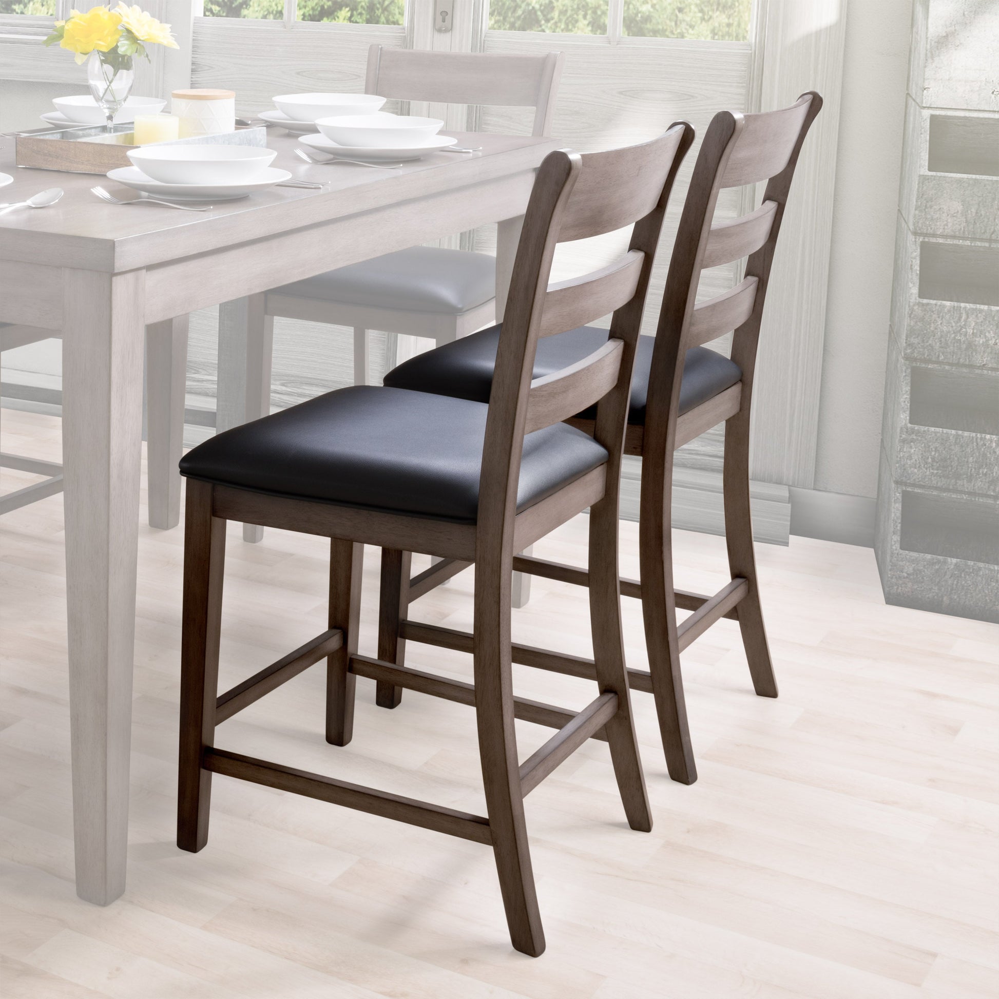 washed grey Counter Height Dining Chairs Set of 2 New York Collection lifestyle scene by CorLiving#color_new-york-washed-grey-and-black