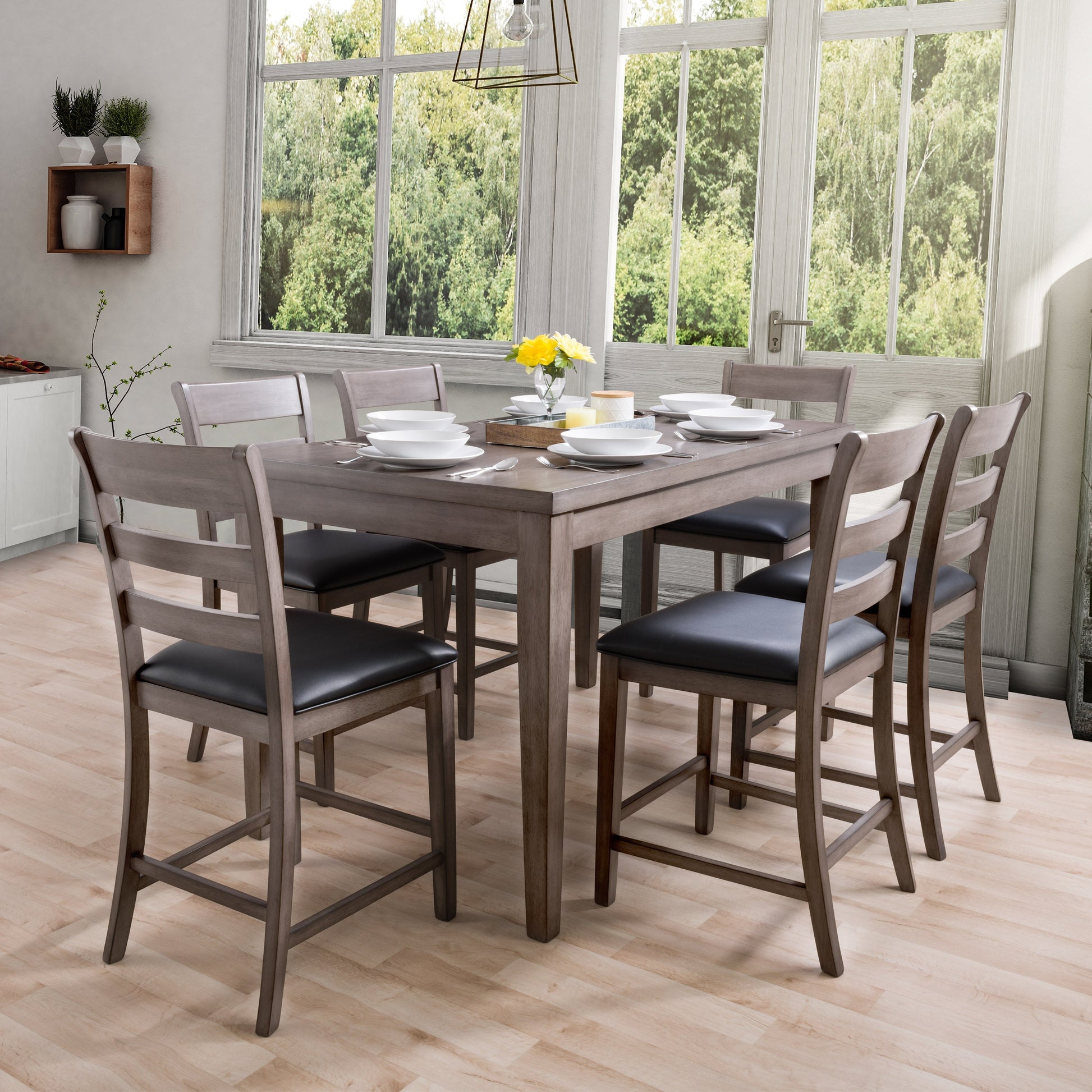 washed grey Counter Height Dining Chairs Set of 2 New York Collection lifestyle scene by CorLiving#color_new-york-washed-grey-and-black