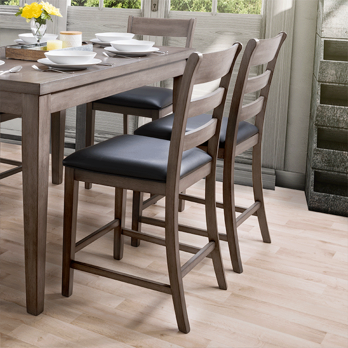 washed grey Counter Height Dining Chairs Set of 2 New York Collection product image by CorLiving#color_new-york-washed-grey-and-black