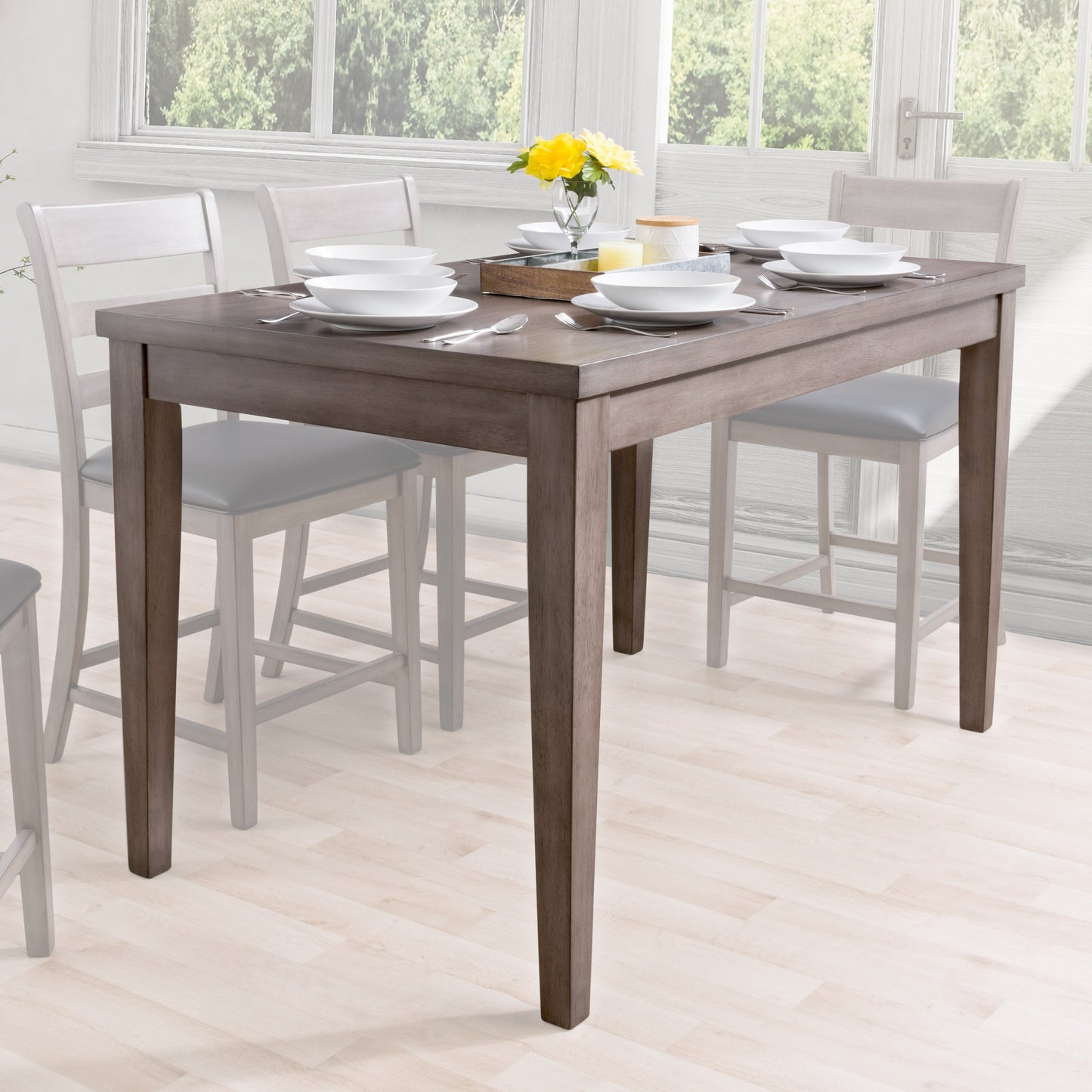 Grey Wood Dining Table, Counter Height New York Collection lifestyle scene by CorLiving#color_new-york-washed-grey