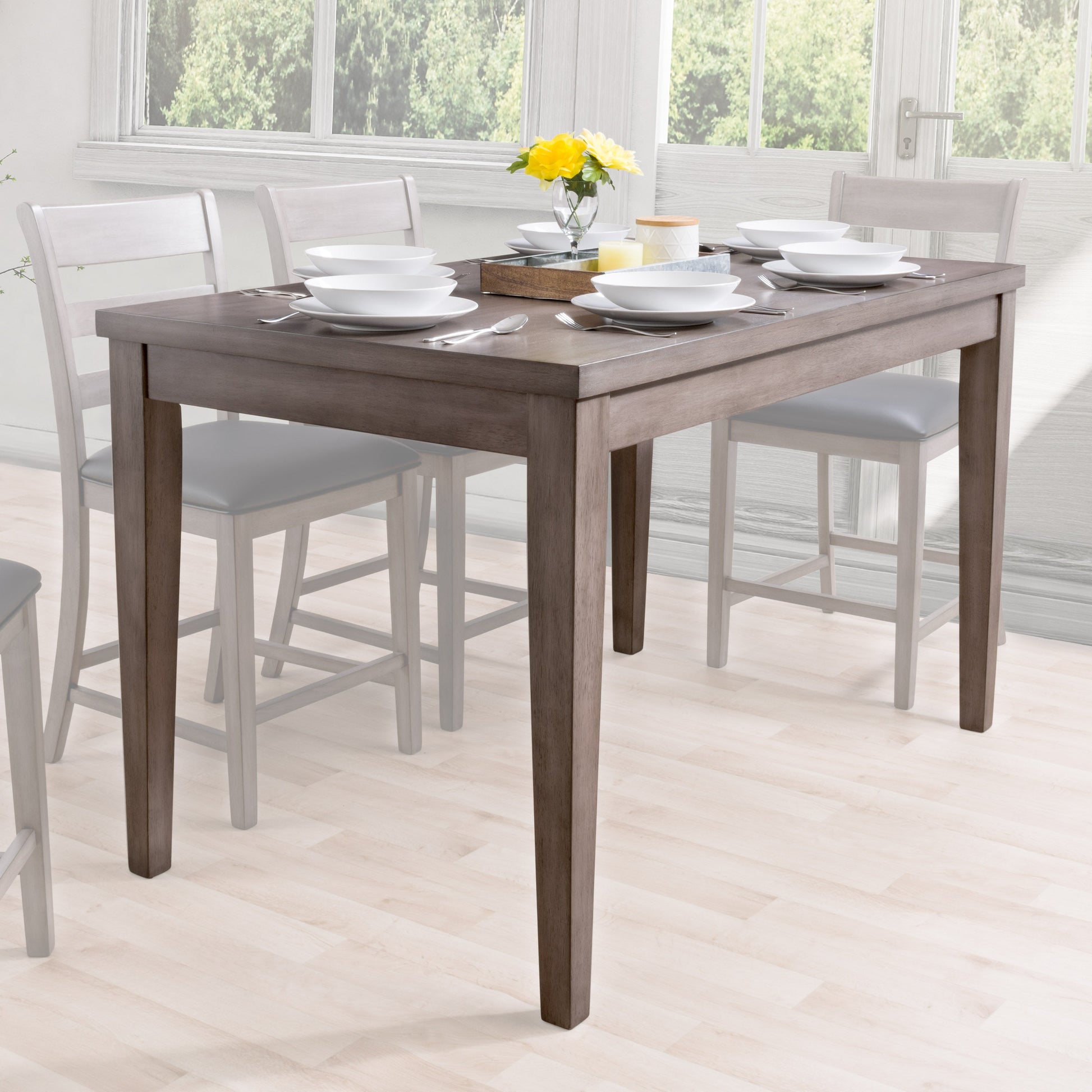 Grey Wood Dining Table, Counter Height New York Collection lifestyle scene by CorLiving#color_new-york-washed-grey