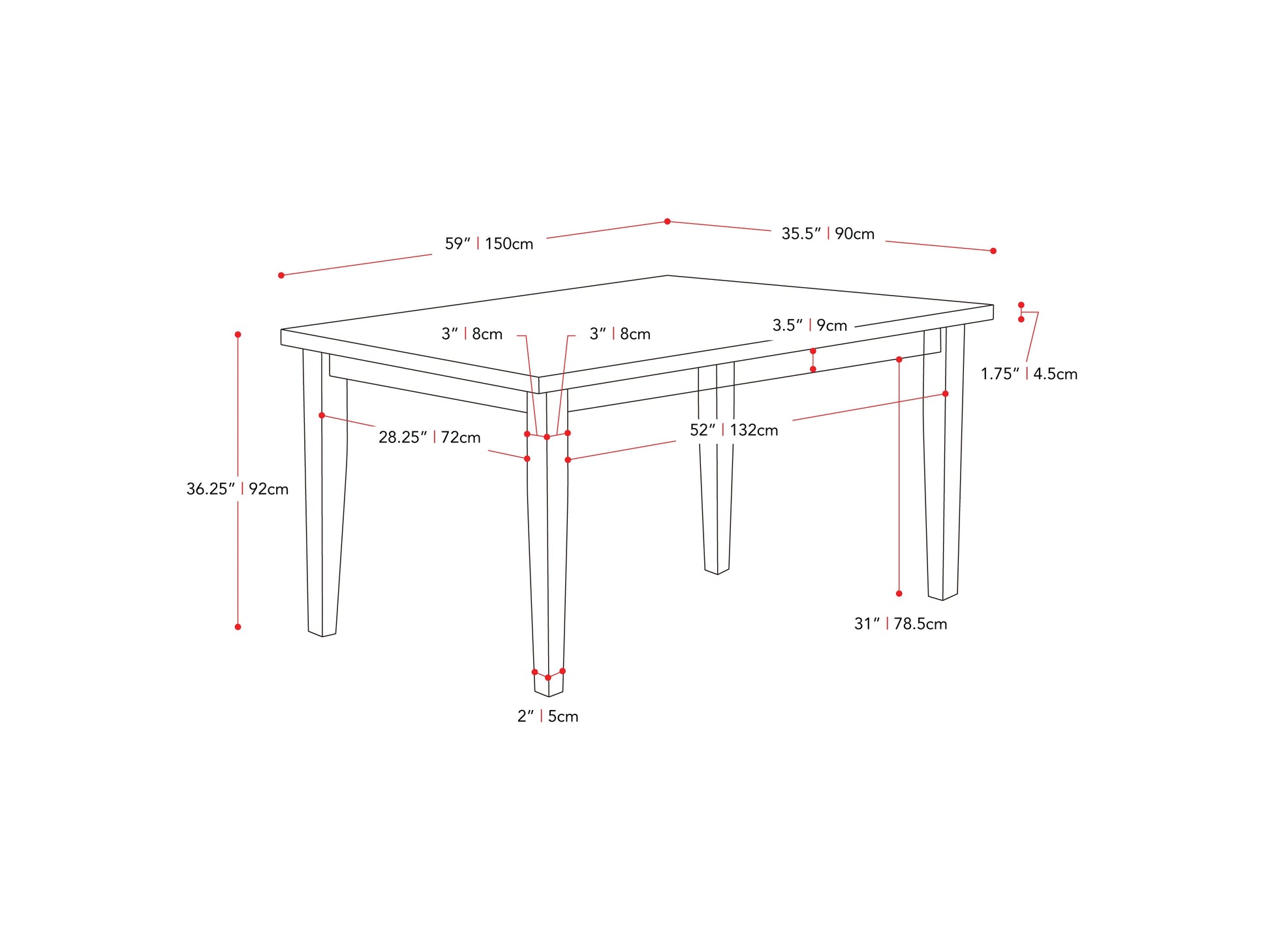 washed grey and black 7 Piece Counter Height Dining Set New York Collection measurements diagram by CorLiving#color_new-york-washed-grey-and-black
