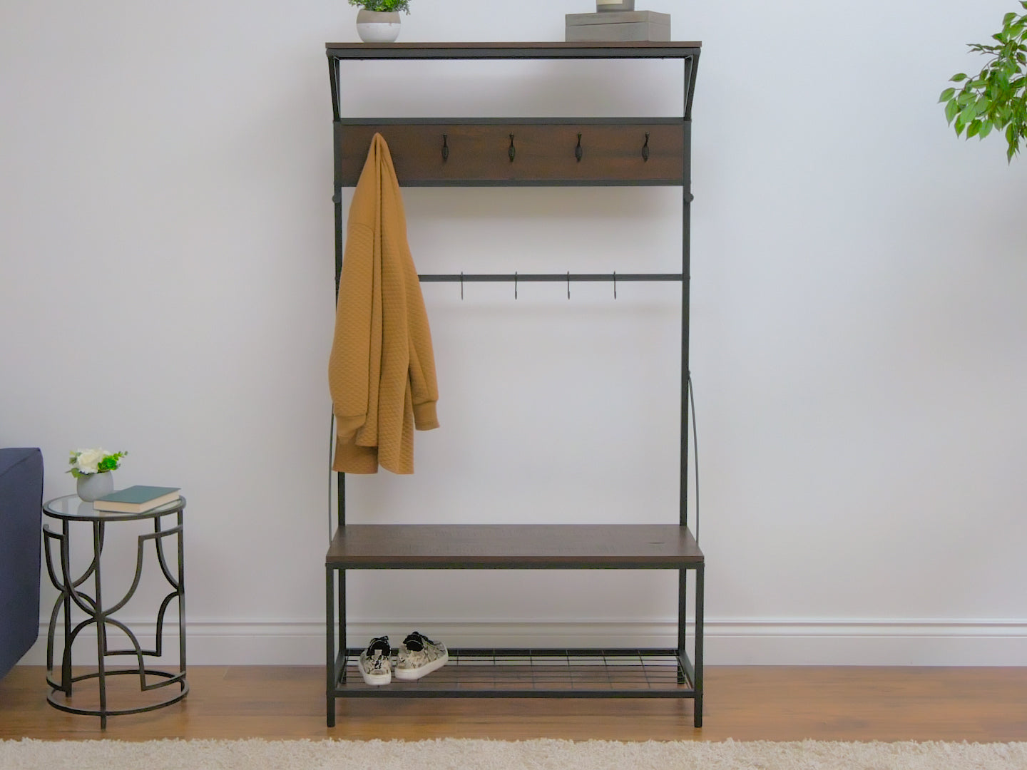 brown Hall Tree with Storage Bench Rowan Collection  by CorLiving#color_rowan-brown