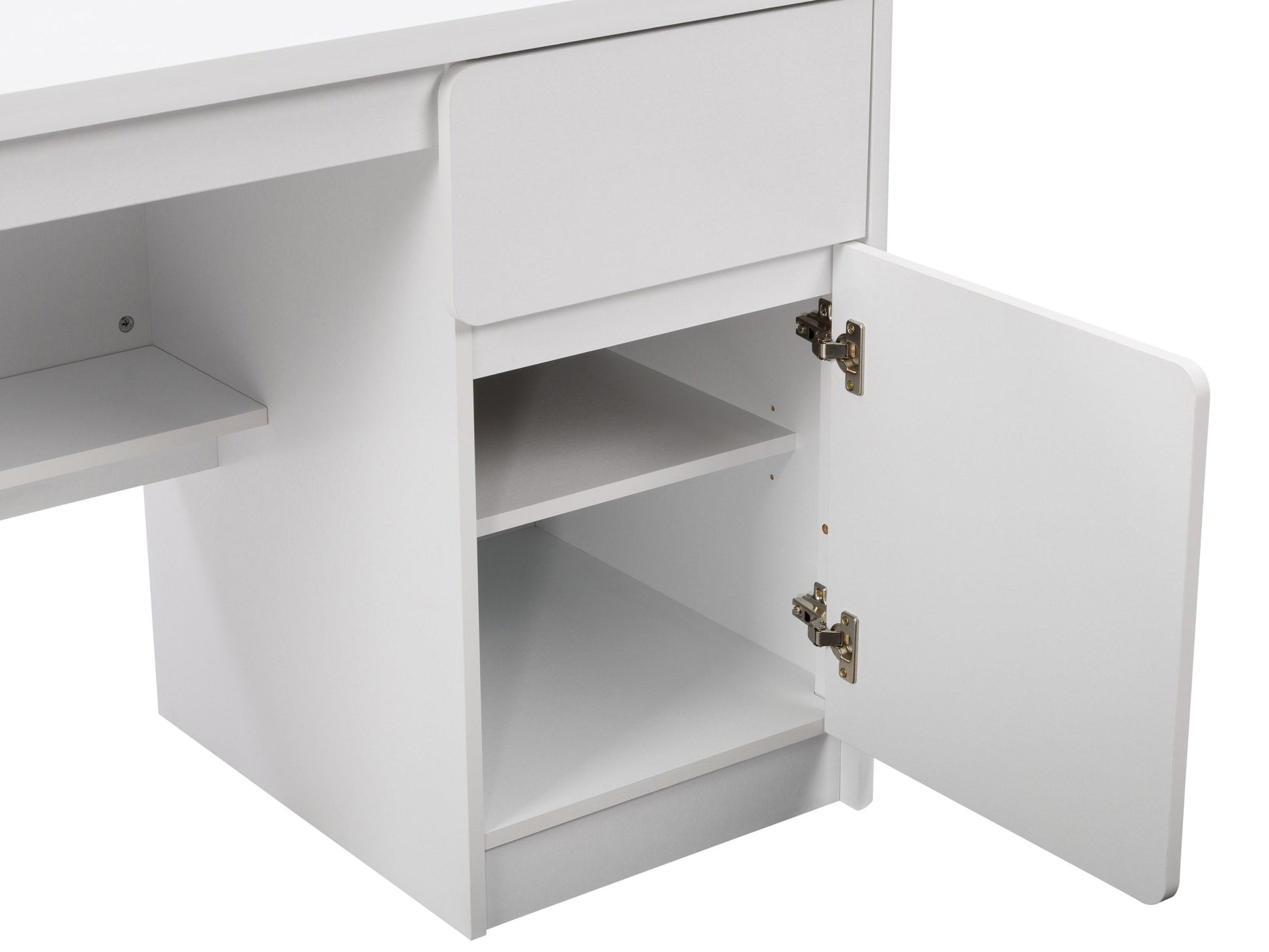 white Desk with Cabinet Kingston Collection detail image by CorLiving#color_white